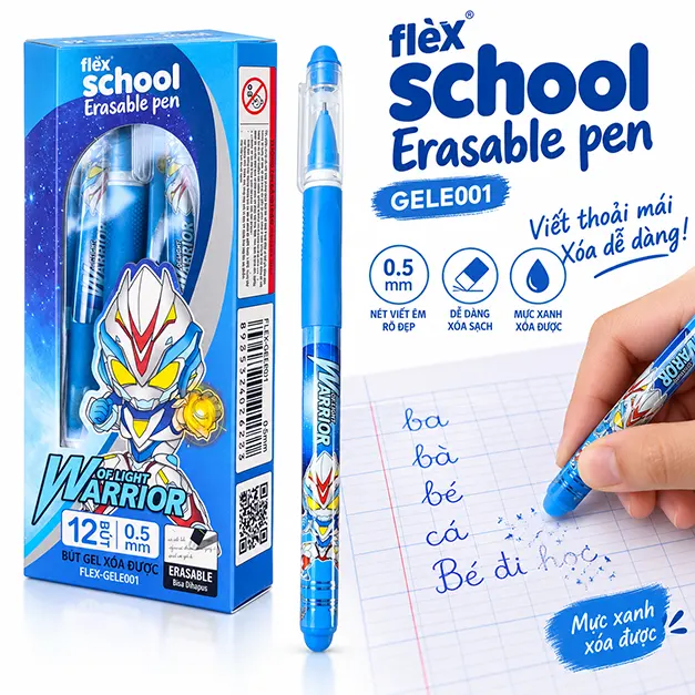 Bút Gel Xóa Được Flex School 0.5mm – Mực Xanh – FLEX-GELE001