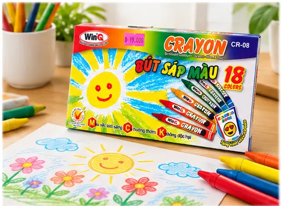 Bút Sáp 18 Màu - WinQ - CR-08